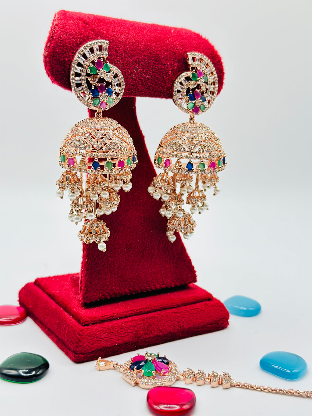 American Diamond Elegant Jhumki Earrings | Simzdesignzz |