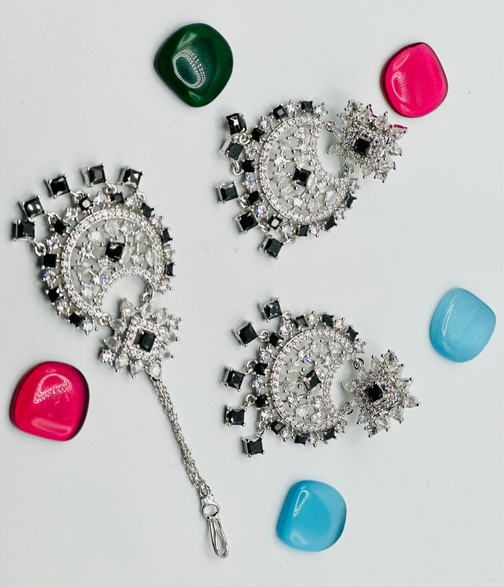 Ameera American  Diamond  Earrings With Tikka | Simzdesignzz |