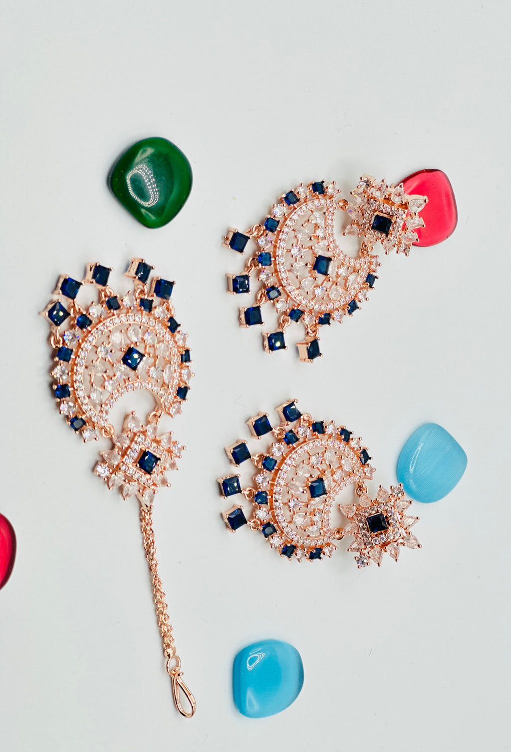 Ameera American  Diamond  Earrings With Tikka | Simzdesignzz |