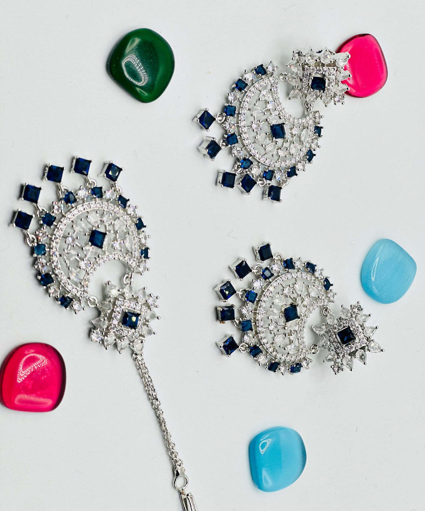 Ameera American  Diamond  Earrings With Tikka | Simzdesignzz |