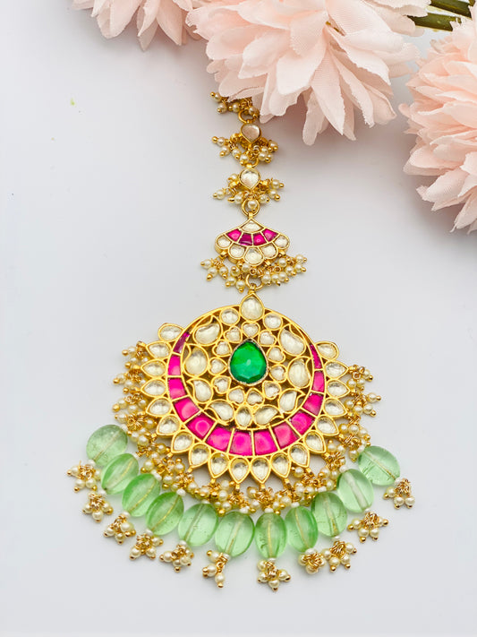 Stunning Mint-Rani Pachi Kundan |TIKKA| Simzdesignzz |