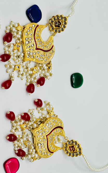 Jherna Thappa Kundan Earrings With Tikka | Simzdesignzz |