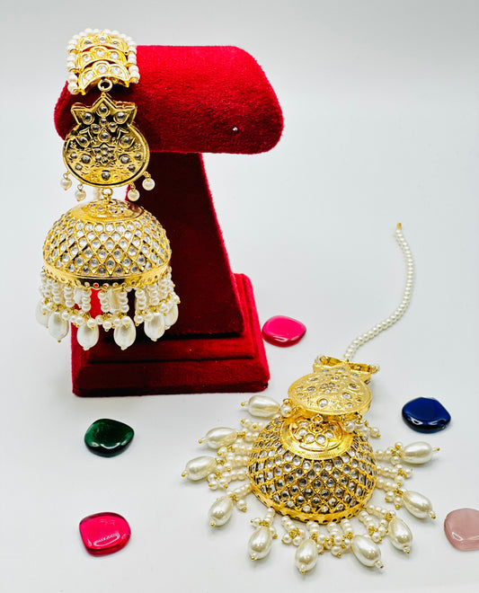 Sahira Oversized Thappa Kundan Jhumki Earrings | Simzdesignzz |