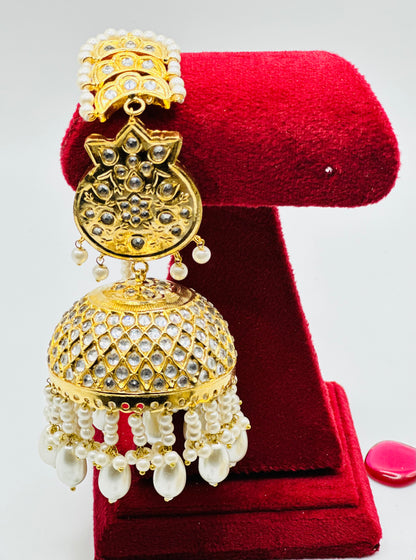 Sahira Oversized Thappa Kundan Jhumki Earrings | Simzdesignzz |