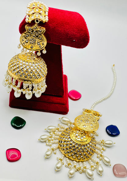 Sahira Oversized Thappa Kundan Jhumki Earrings | Simzdesignzz |