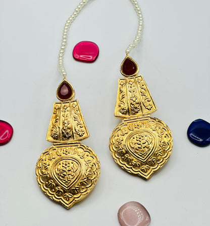 Mumtaaz Traditional Punjabi Thappa Kundan Earrings | Simzdesignzz |