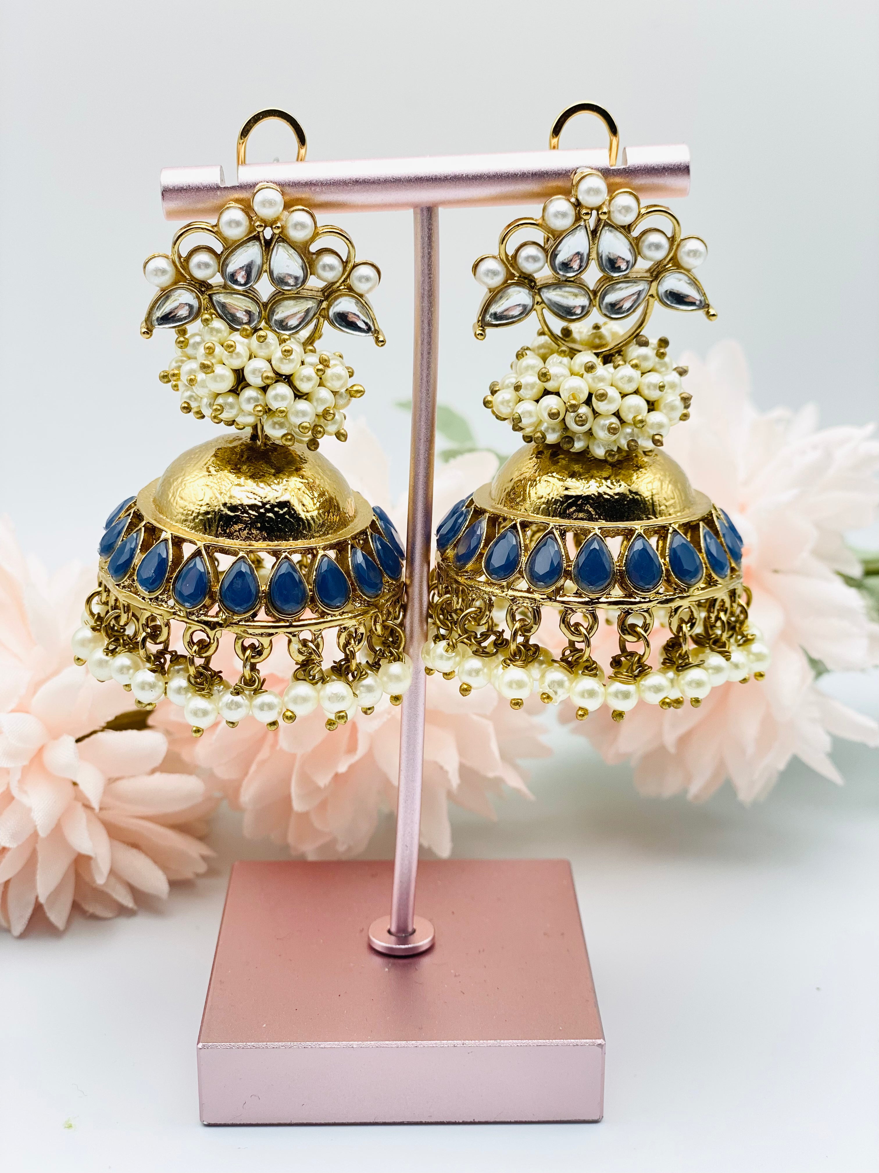 Antique Polki Jhumki Earrings | Pakistani jewellery | Punjabi jewellery | Simzdesignzz |
