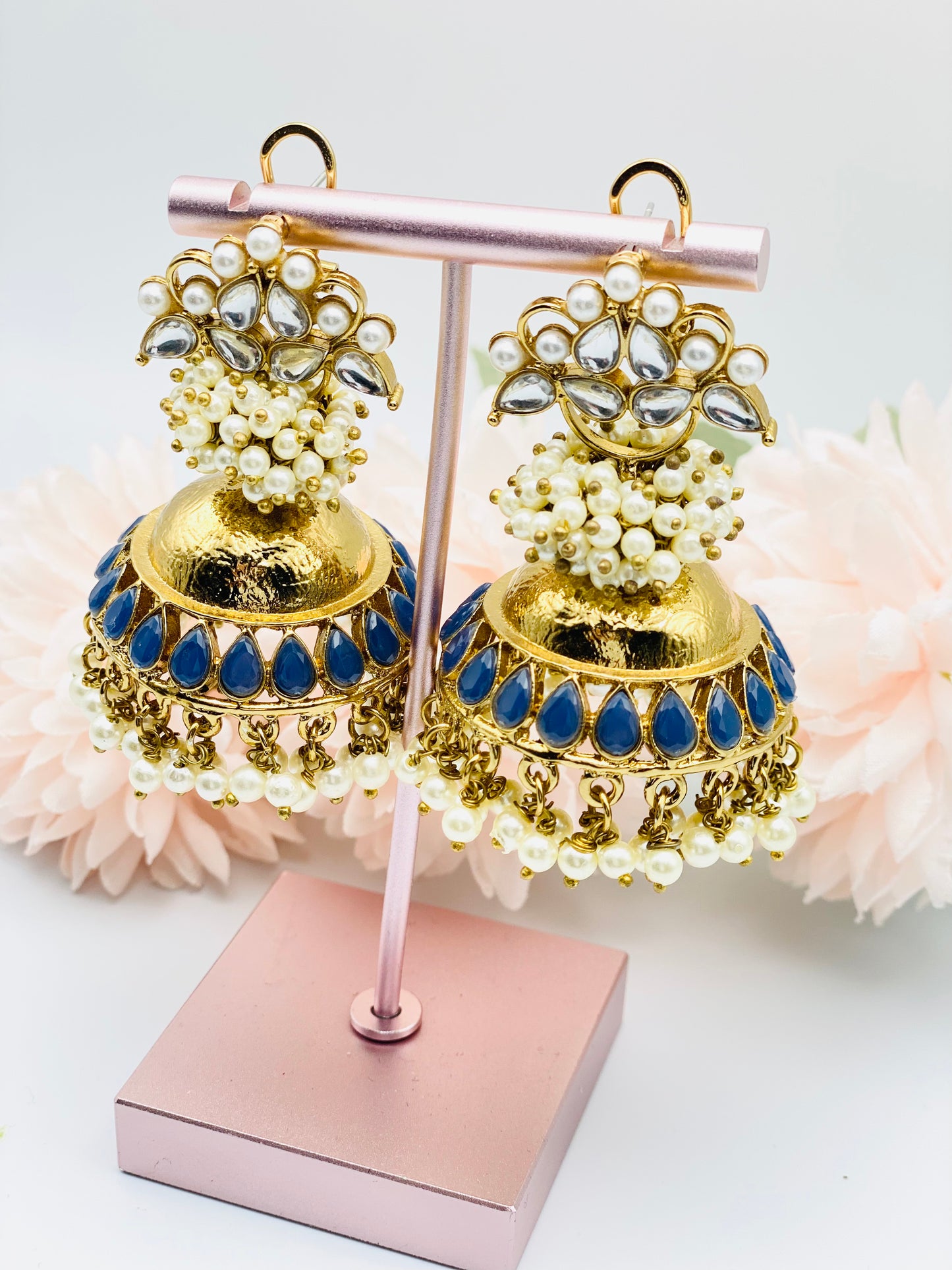 Antique Polki Jhumki Earrings | Pakistani jewellery | Punjabi jewellery | Simzdesignzz |