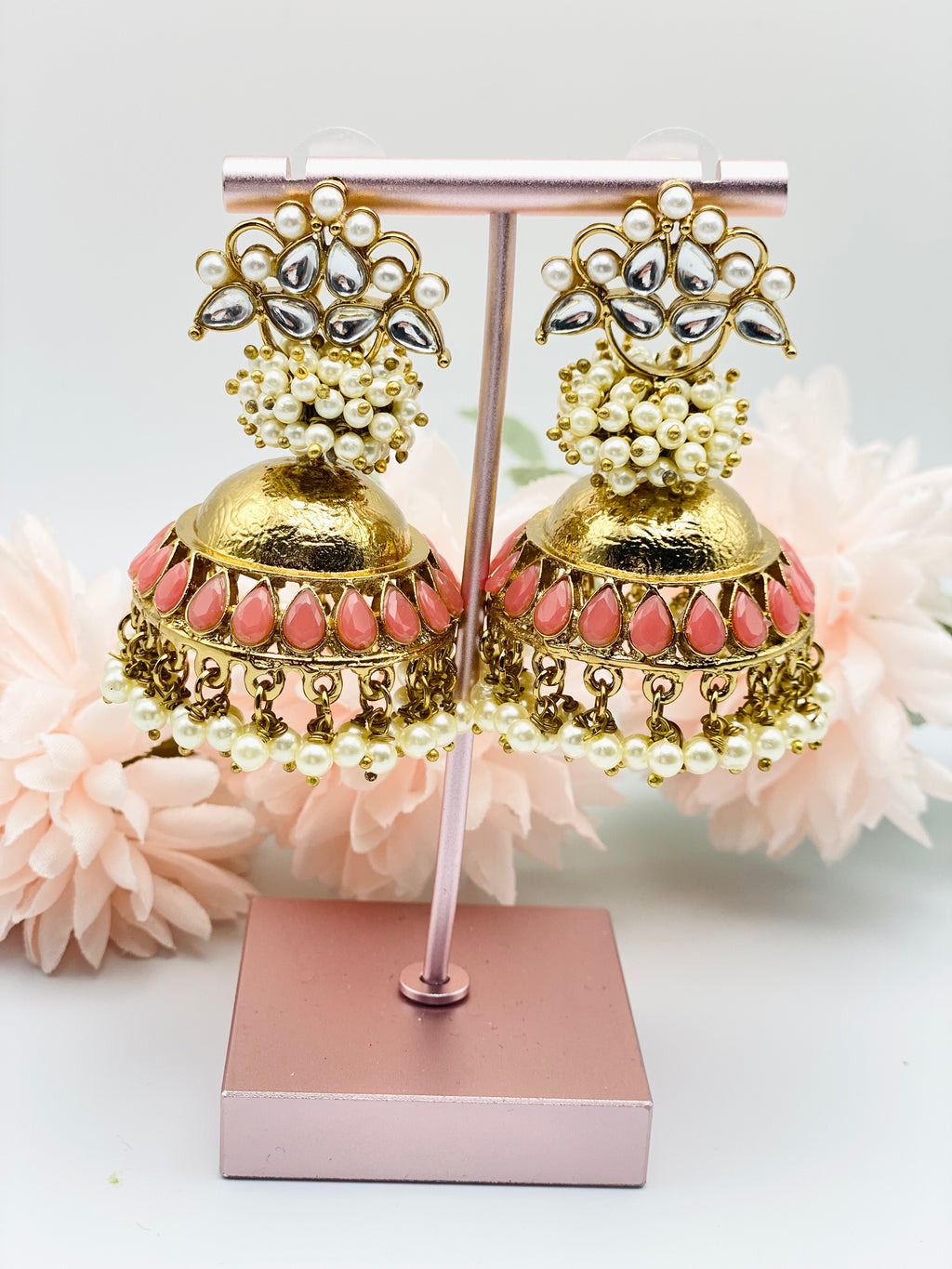 Antique Polki Jhumki Earrings | Pakistani jewellery | Punjabi jewellery | Simzdesignzz |