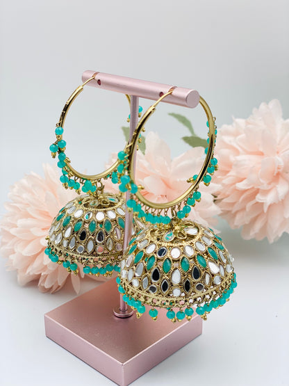 Lightweight Oversized  Waliyan ( Hoop ) Polki | Earrings  | ( Simzdesignzz )