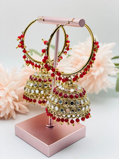 Lightweight Oversized  Waliyan ( Hoop ) Polki | Earrings  | ( Simzdesignzz )