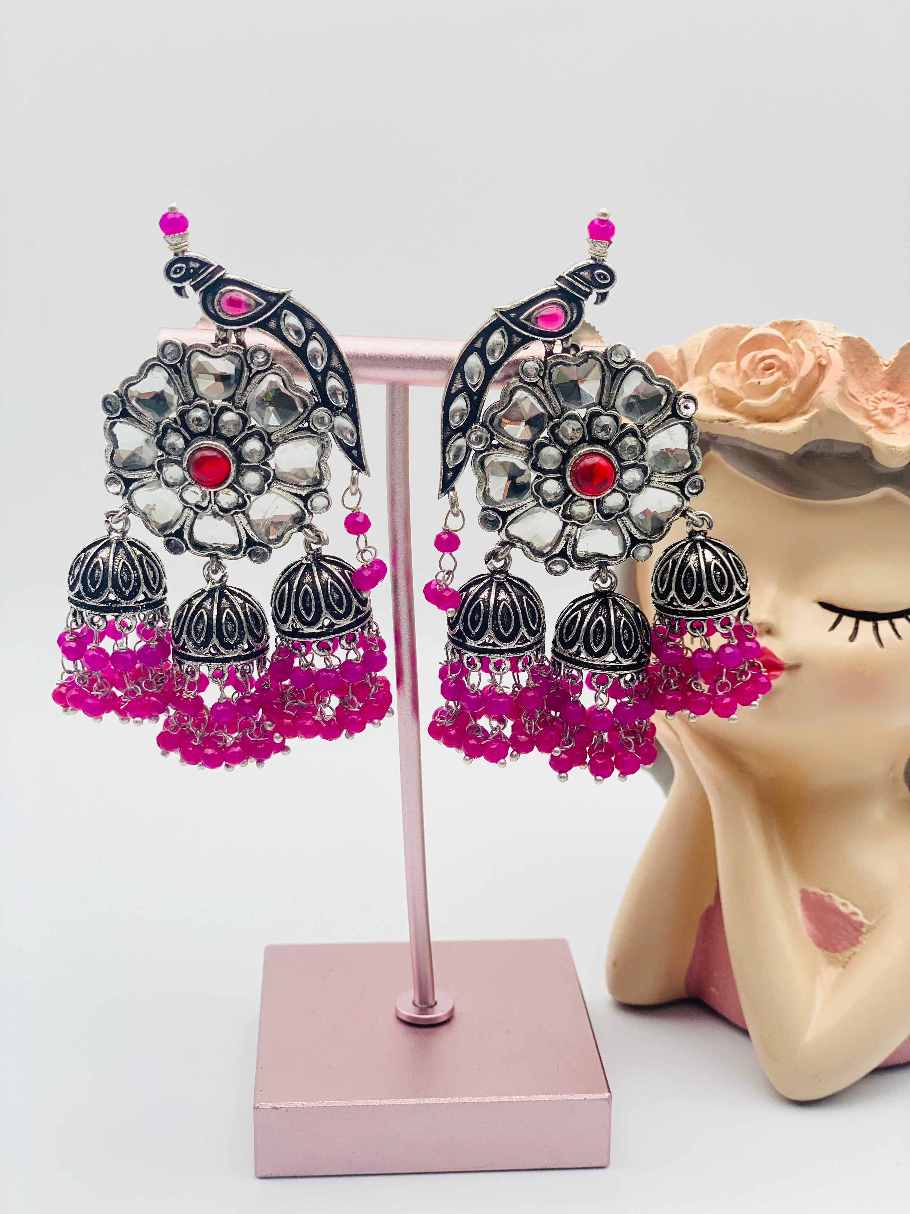Oxidized Peacock Earrings |Antique Black Jewellery | Simzdesignzz |