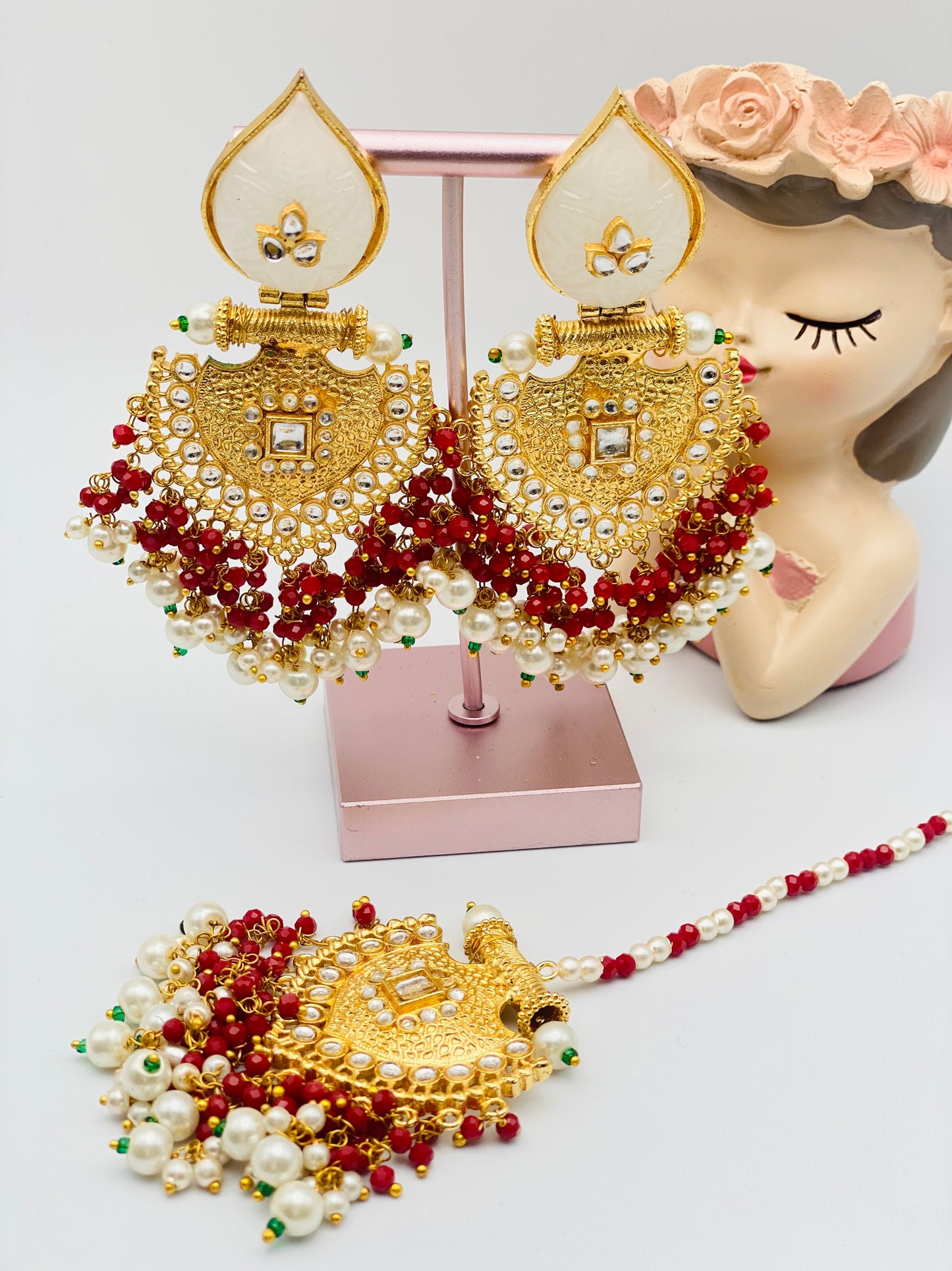 Oversize Amarpali Earrings With Tikka  | Simzdesignzz |