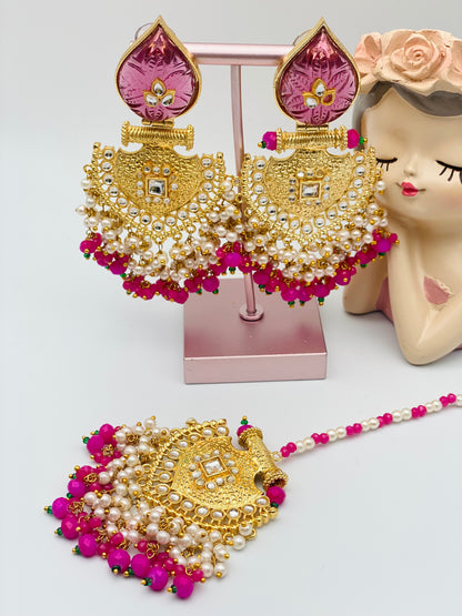 Oversize Amarpali Earrings With Tikka  | Simzdesignzz |