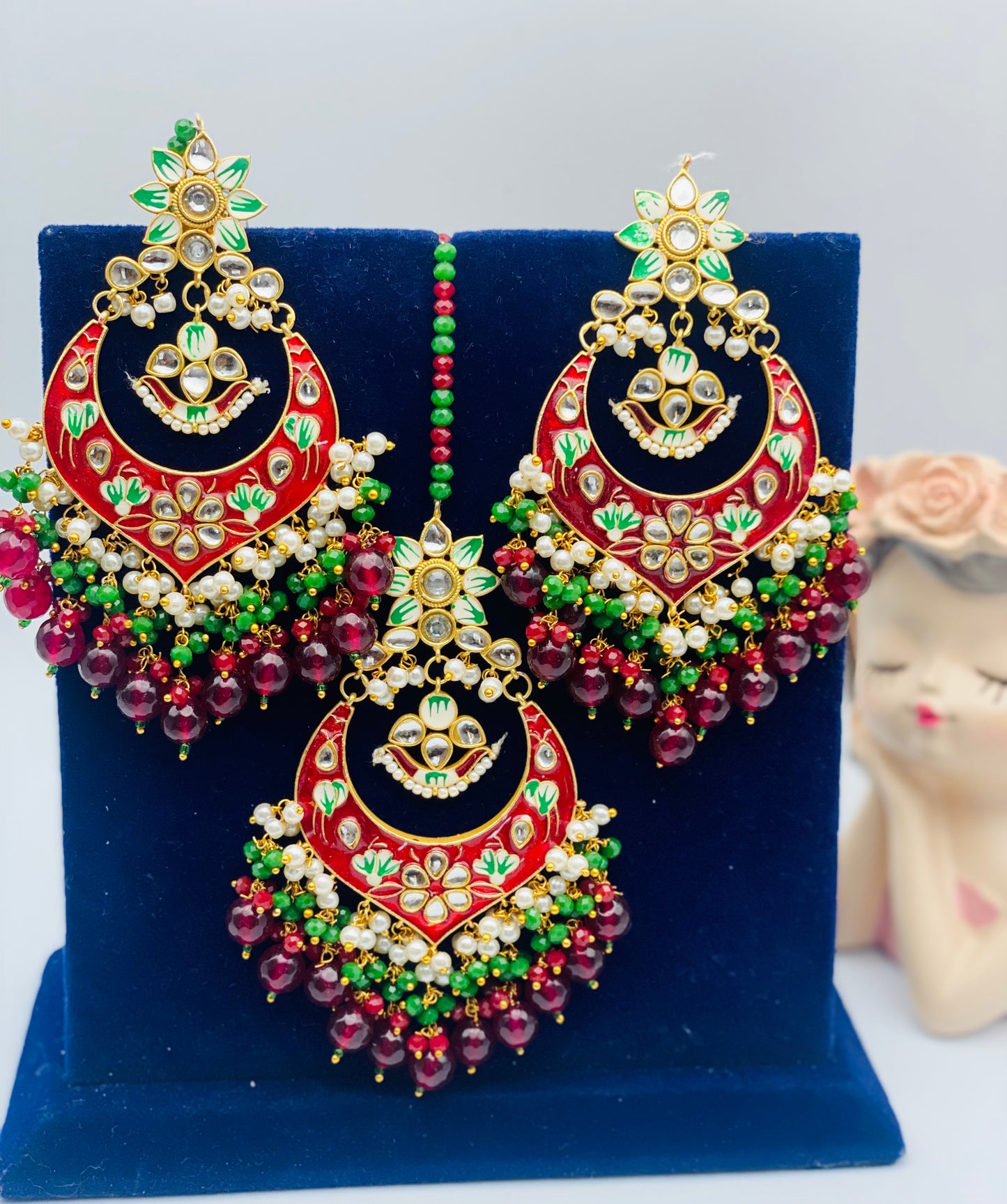 Bollywood Meenakari Earrings And Tikka | Simzdesignzz |