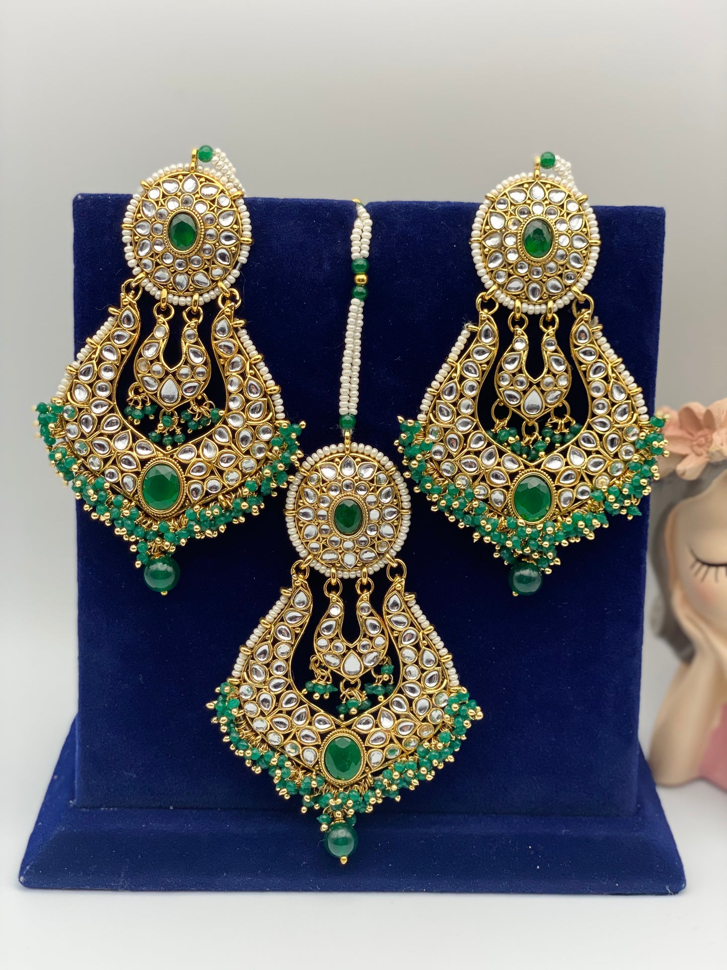 U-Shape Kundan Earrings With Tikka |Simzdesignzz |