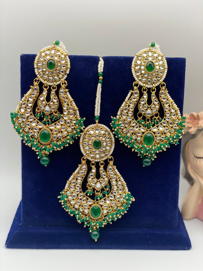 U-Shape Kundan Earrings With Tikka |Simzdesignzz |