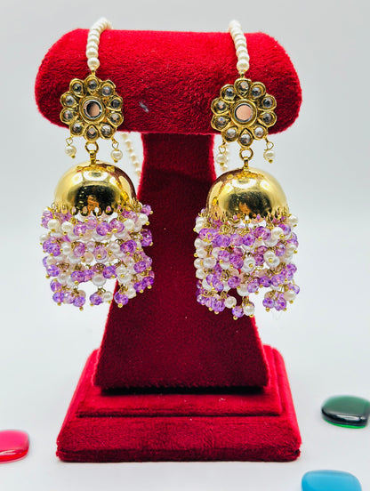 Thappa Kundan Jhumki Earrings | Simzdesignzz |