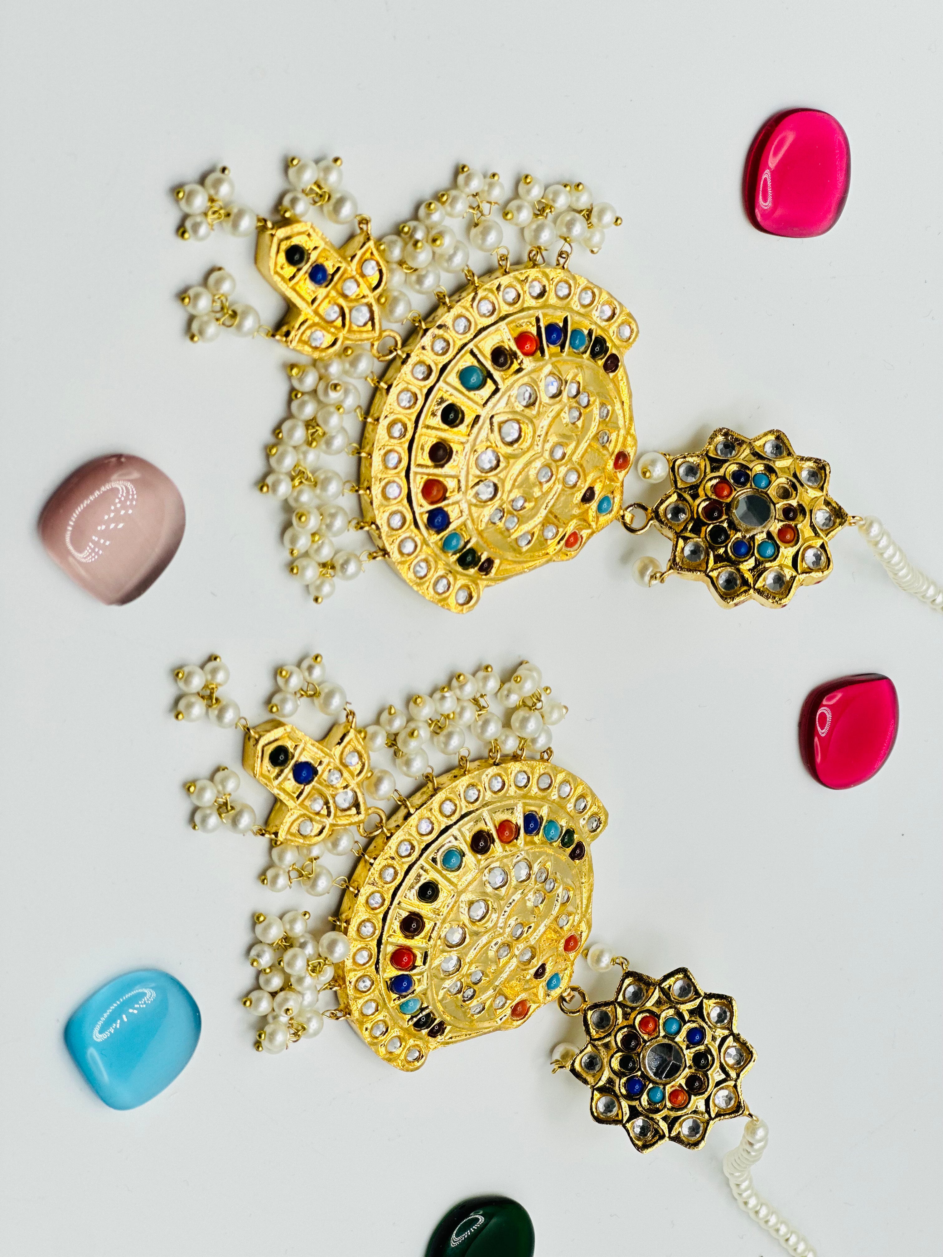 Multi-stoned Thappa Kundan Earrings | Simzdesignzz |