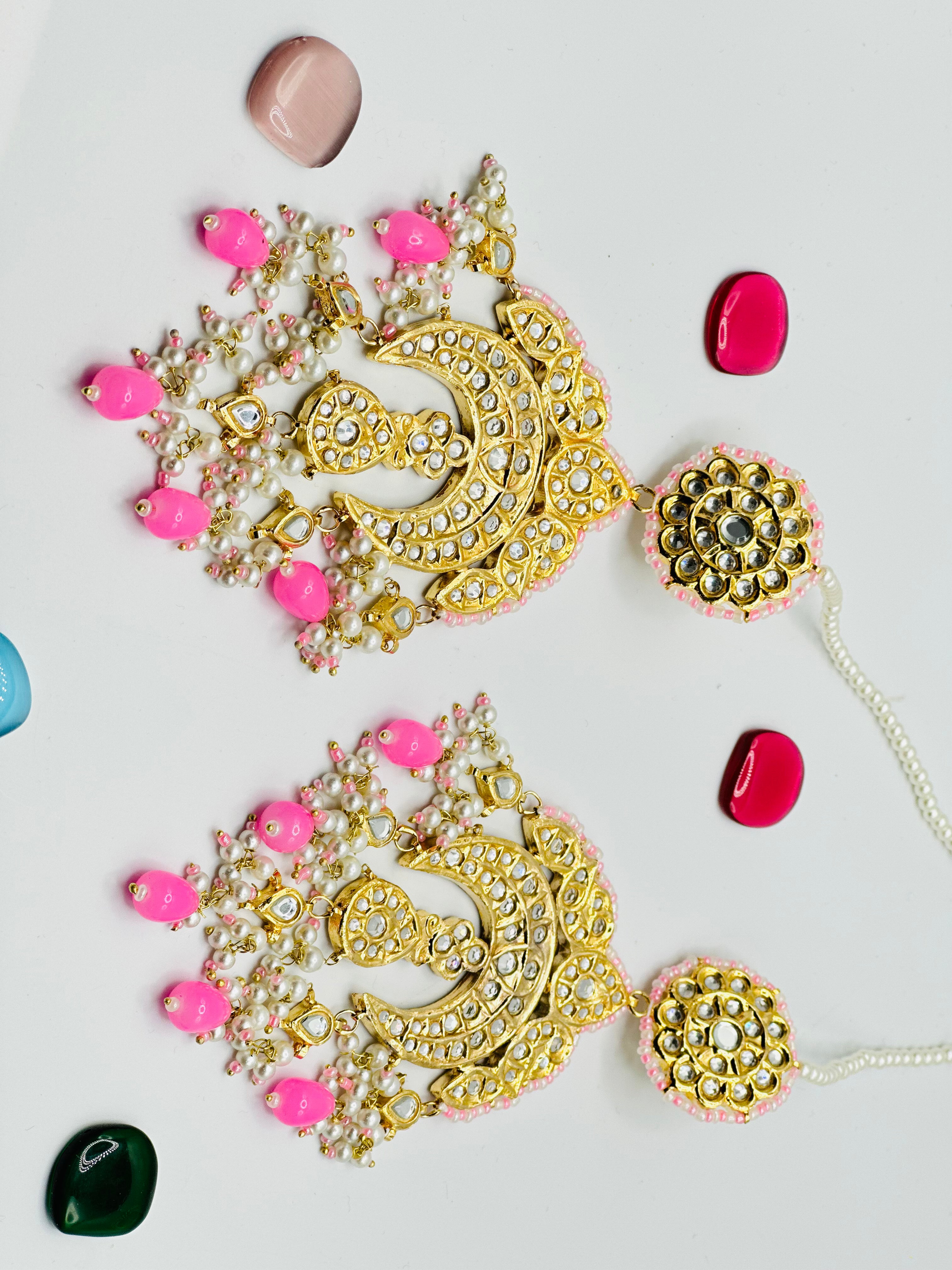Ziya Oversize Thappa Kundan Earrings | Simzdesignzz |