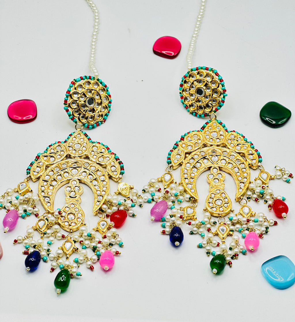 Ziya Oversize Thappa Kundan Earrings | Simzdesignzz |