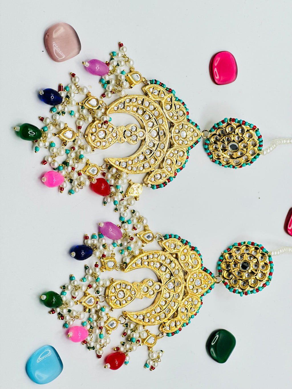 Ziya Oversize Thappa Kundan Earrings | Simzdesignzz |
