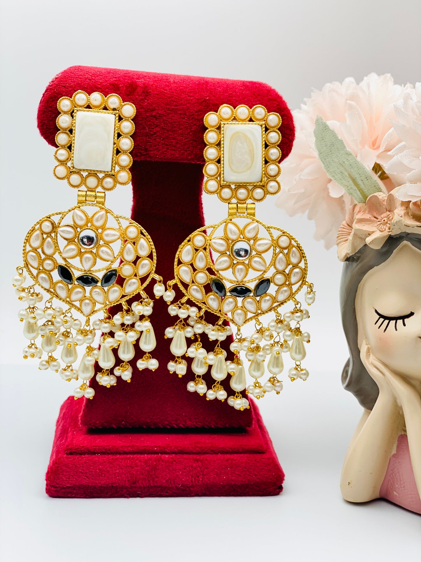 Pure White Tyani Kundan Earrings | Simzdesignzz |