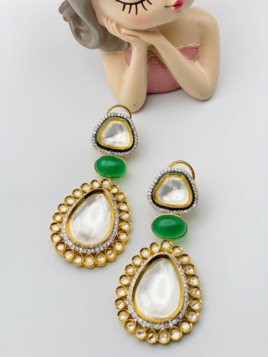 Stunning Emerald Tyani Kundan Earrings | Simzdesignzz |