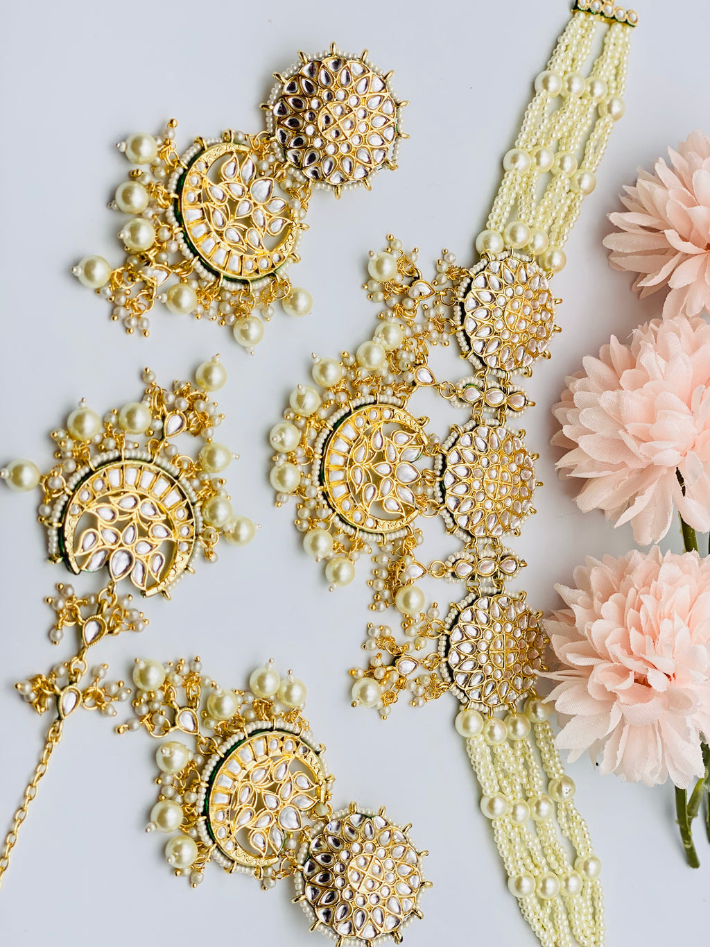 White Pearl Kundan Necklace Set | Simzdesignzz |
