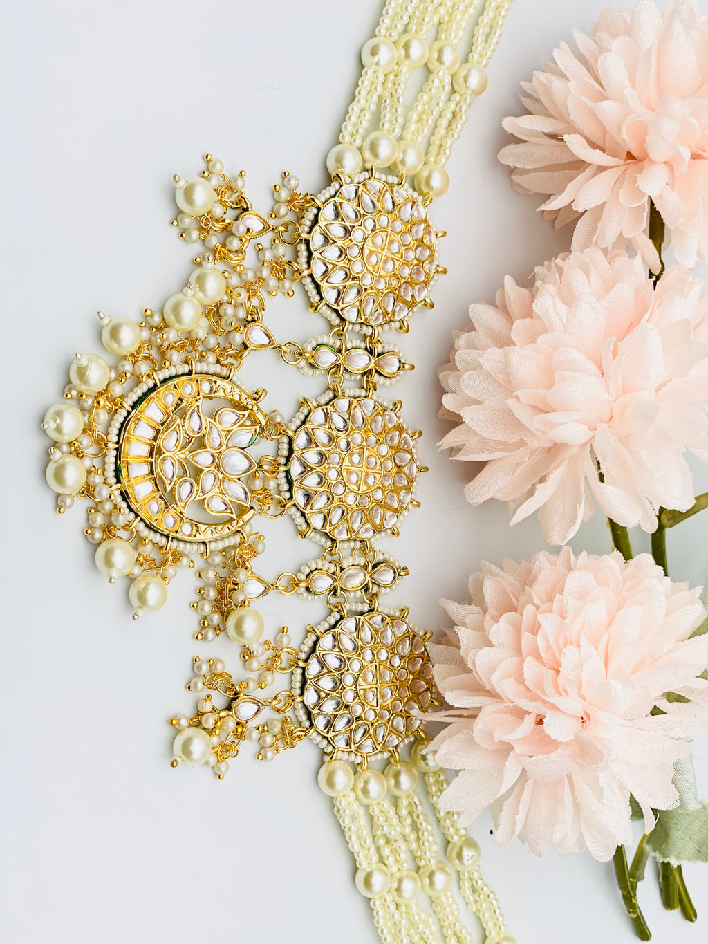 White Pearl Kundan Necklace Set | Simzdesignzz |