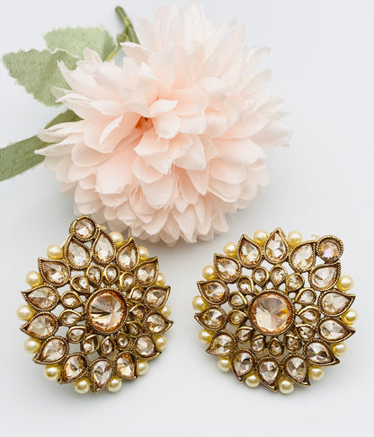 Flower-Shaped Polki Studs | Simzdesignzz |