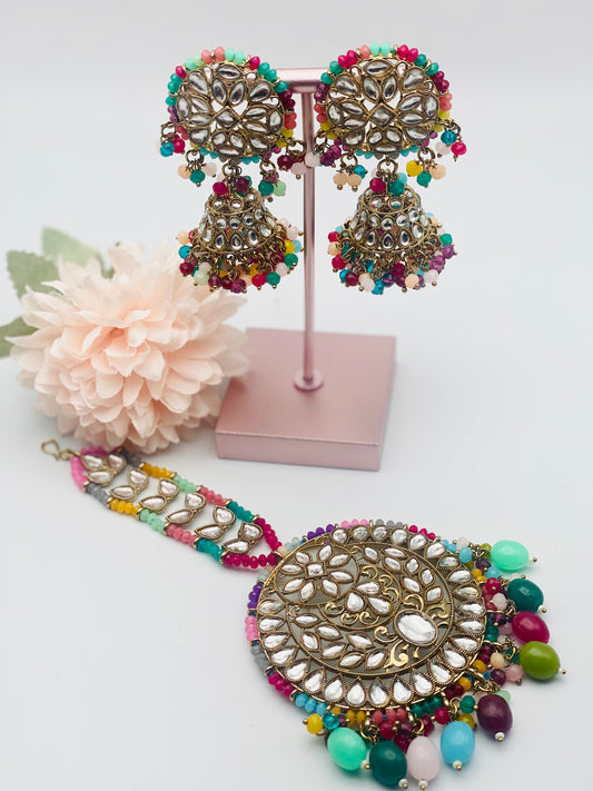 Lightweight Earrings With Oversized Tikka | Simzdesignz |