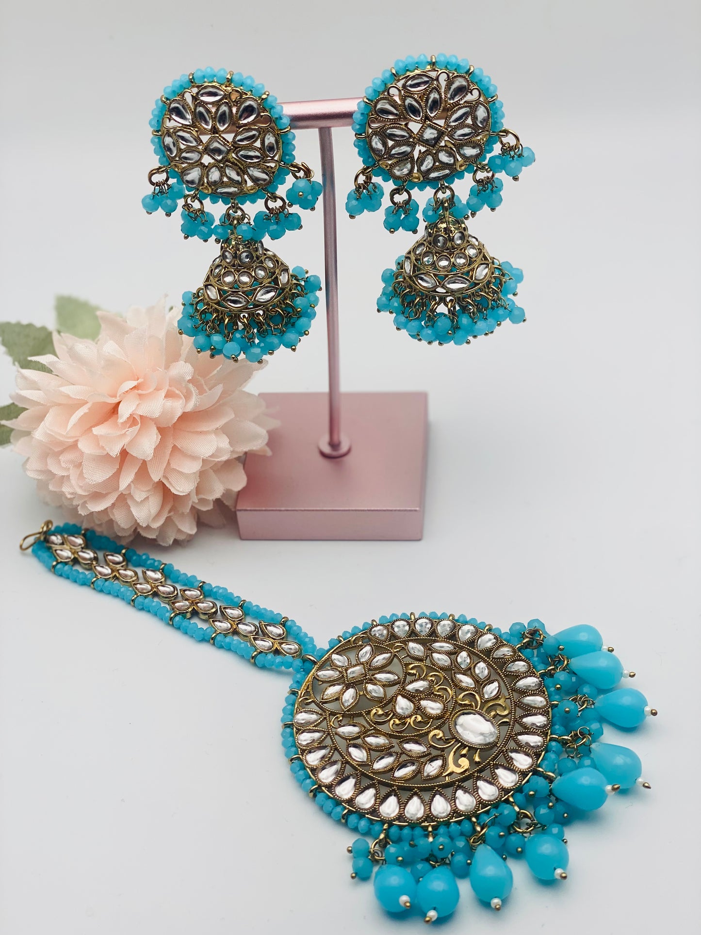 Lightweight Earrings With Oversized Tikka | Simzdesignz |