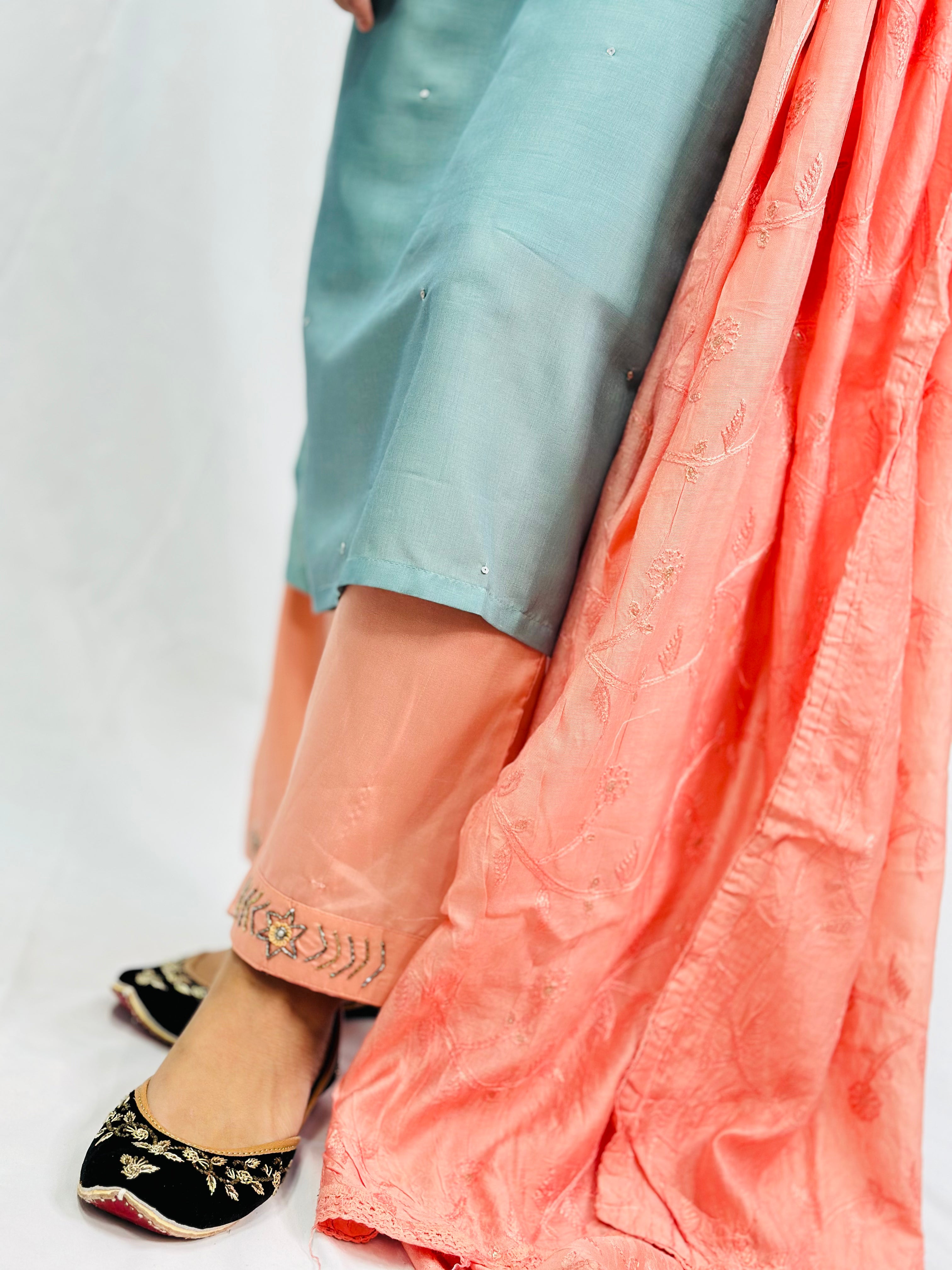 Three Piece Suit With Embroidered Dupatta | Simzdesignzz |