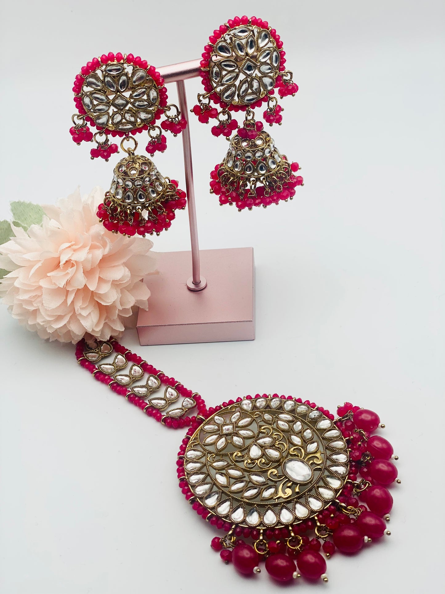 Lightweight Earrings With Oversized Tikka | Simzdesignz |