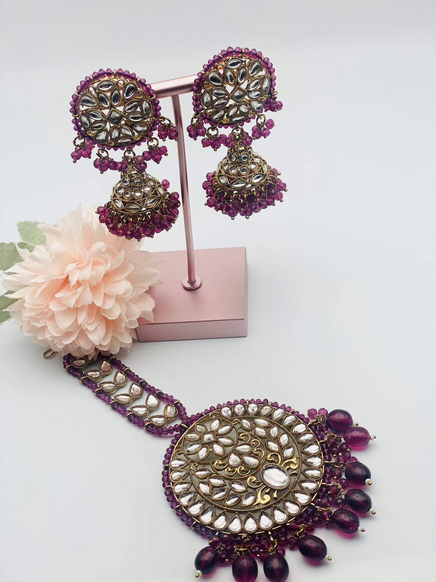 Lightweight Earrings With Oversized Tikka | Simzdesignz |