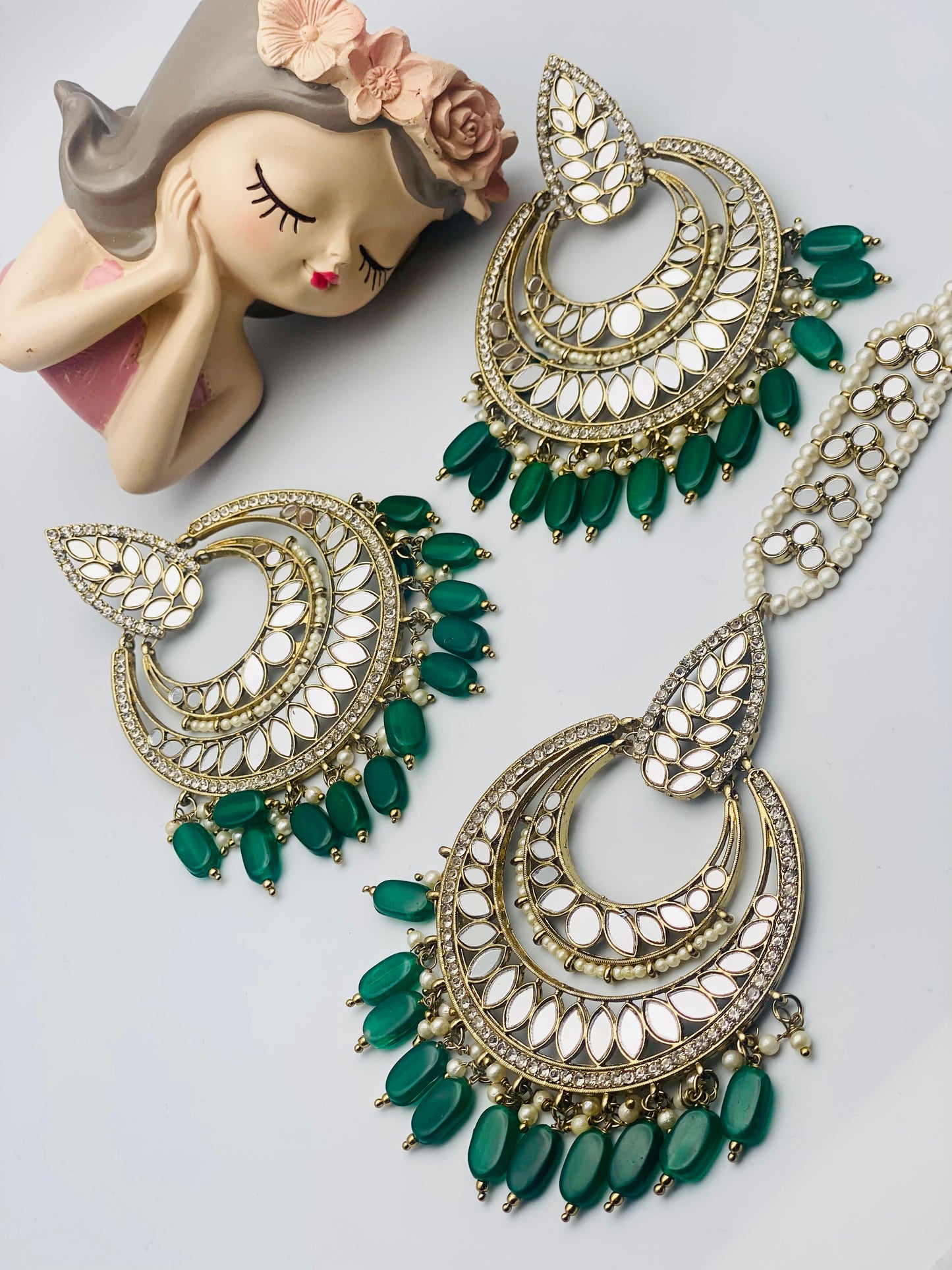 Oversized Earrings With Tikka | Simzdesignzz |