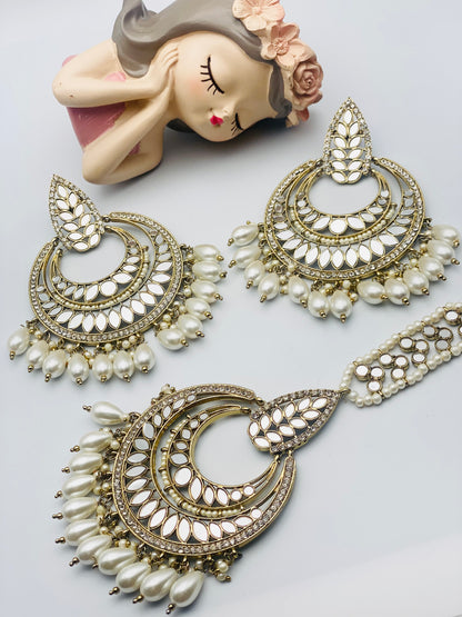 Oversized Earrings With Tikka | Simzdesignzz |