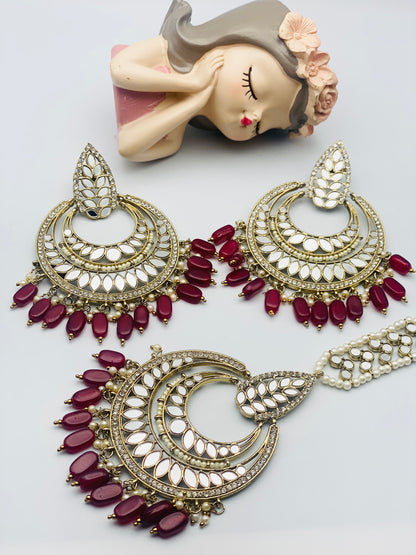 Oversized Earrings With Tikka | Simzdesignzz |