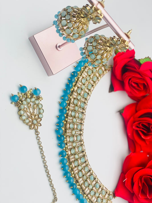 Trending Polki  Necklace Embroidered with Monalisa stones | Simzdesignzz |