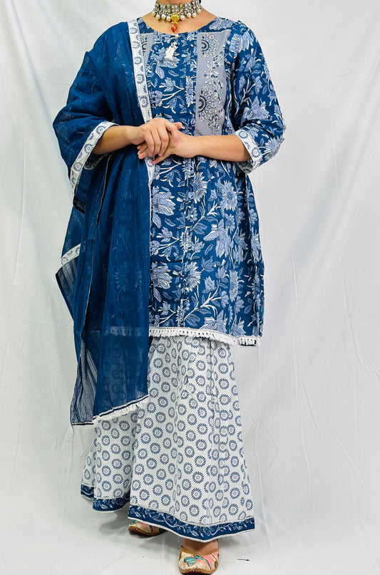 Navy-Blue Rajasthani Frock Suit | Simzdesignzz |