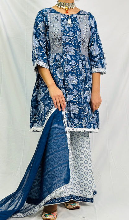 Navy-Blue Rajasthani Frock Suit | Simzdesignzz |