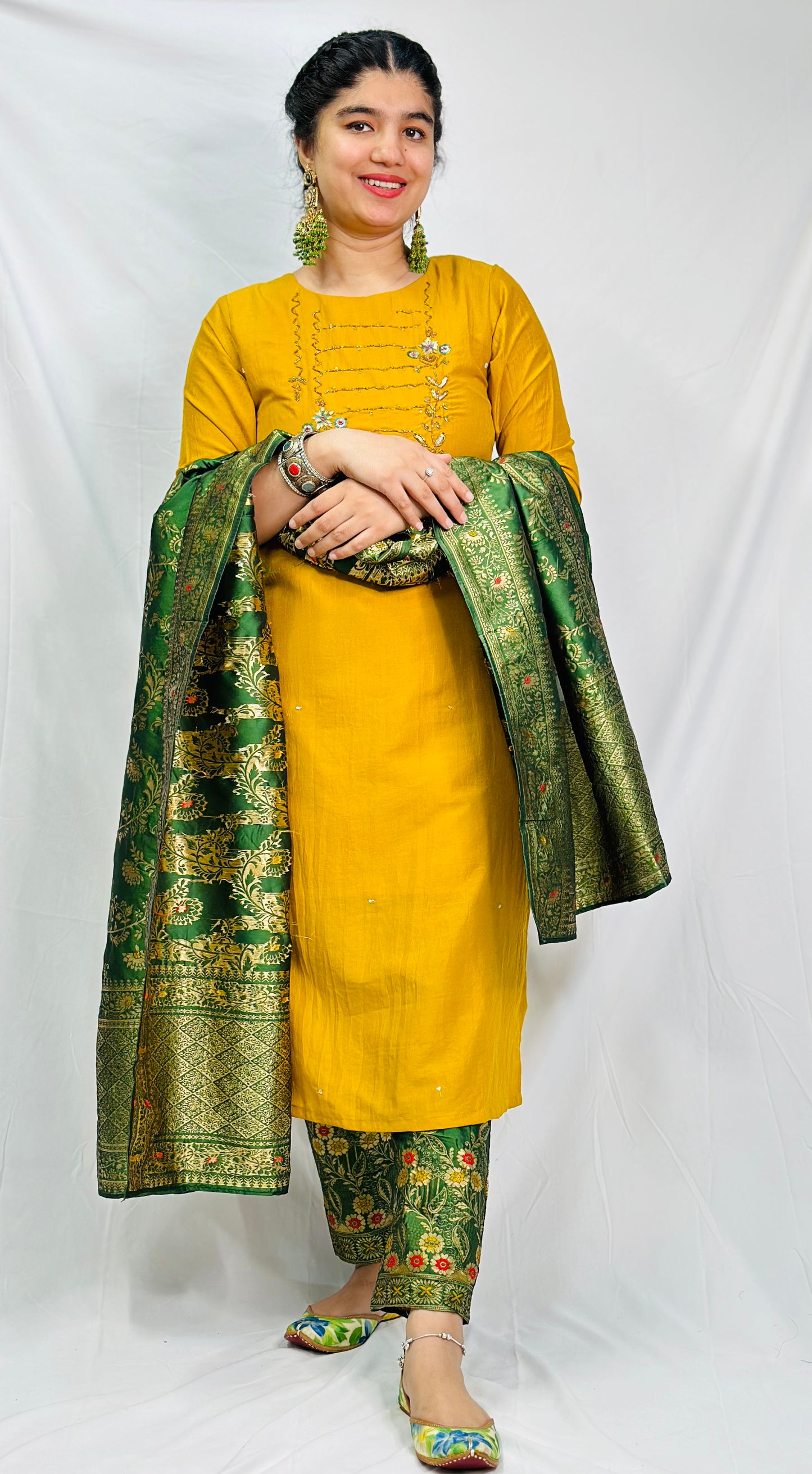 Mustard Brocade Three Piece Suit | Simzdesignzz |