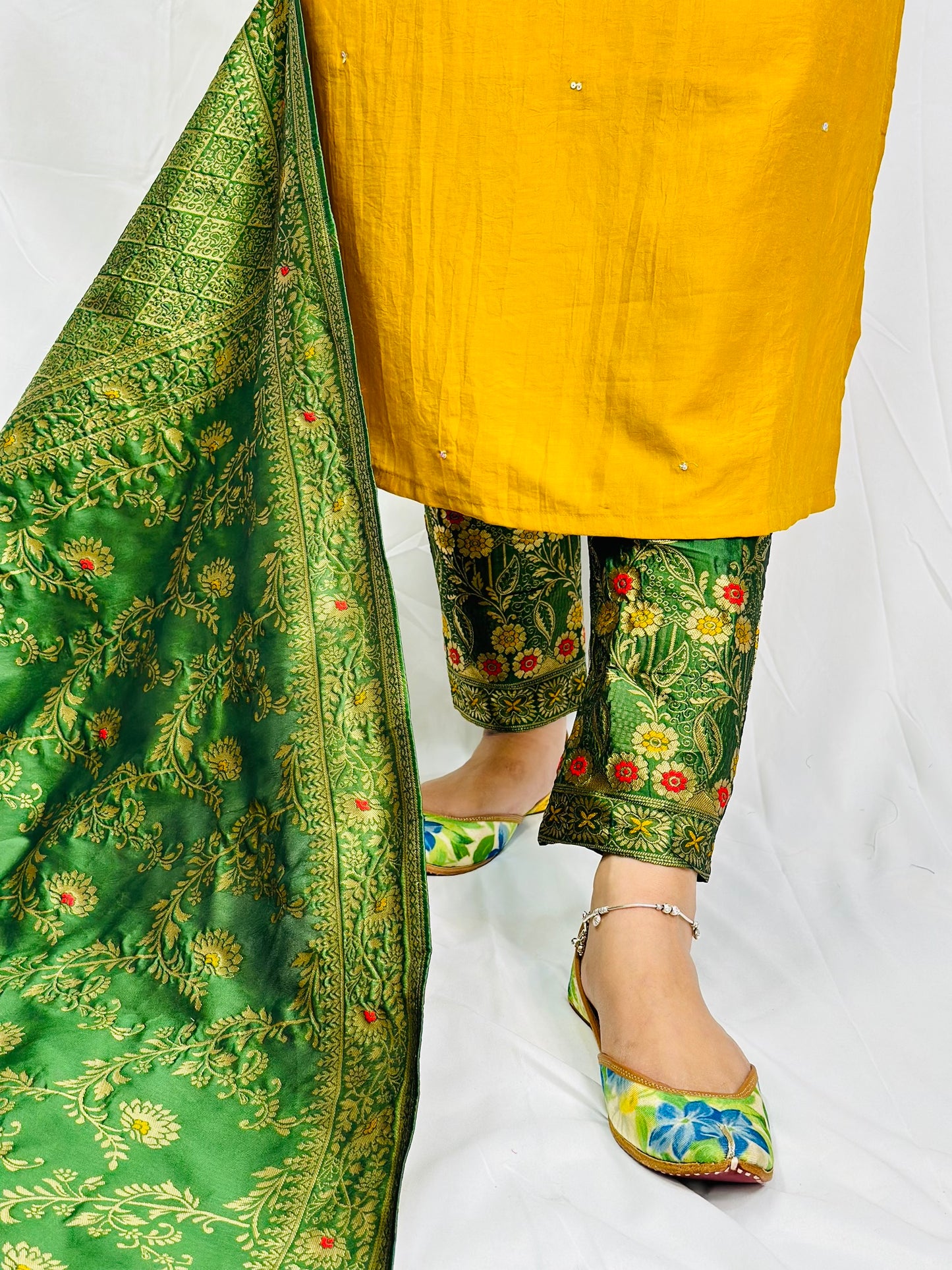 Mustard Brocade Three Piece Suit | Simzdesignzz |