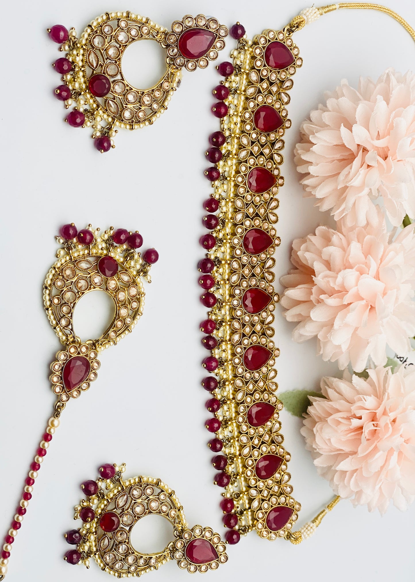 Unique Maroon Necklace In Polki | Simzdesignzz |