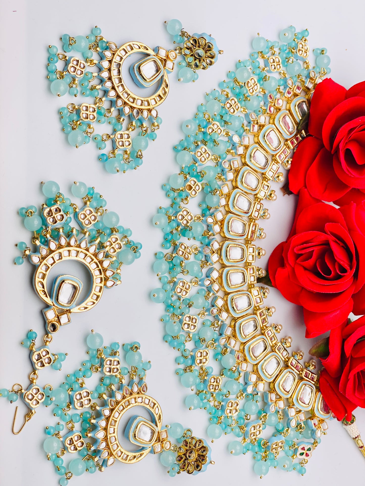 Sanvi Kundan Blue Necklace | Simzdesignzz |