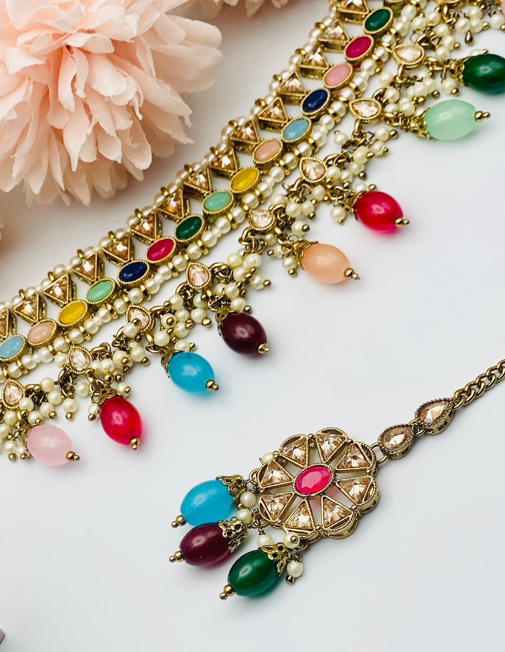Zardoyi Polki Necklace With Jhumki | Simzdesignzz |