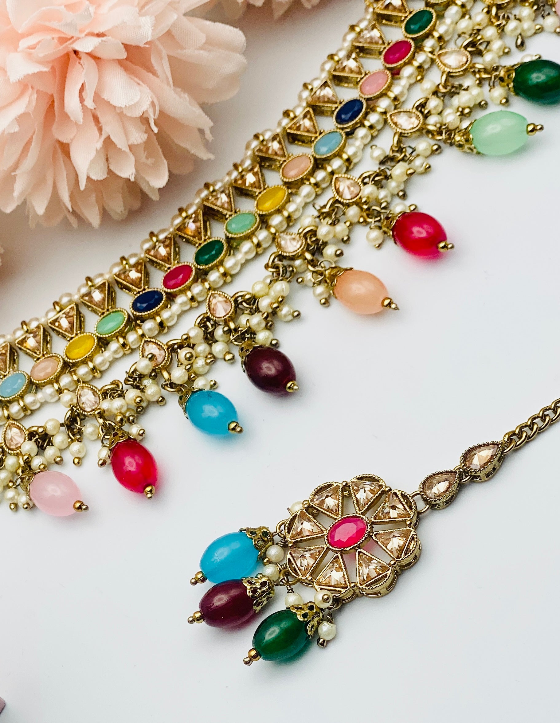 Zardoyi Polki Necklace With Jhumki | Simzdesignzz |