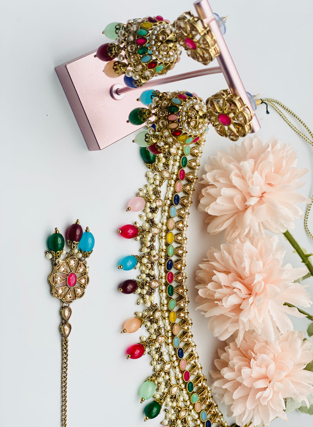 Zardoyi Polki Necklace With Jhumki | Simzdesignzz |