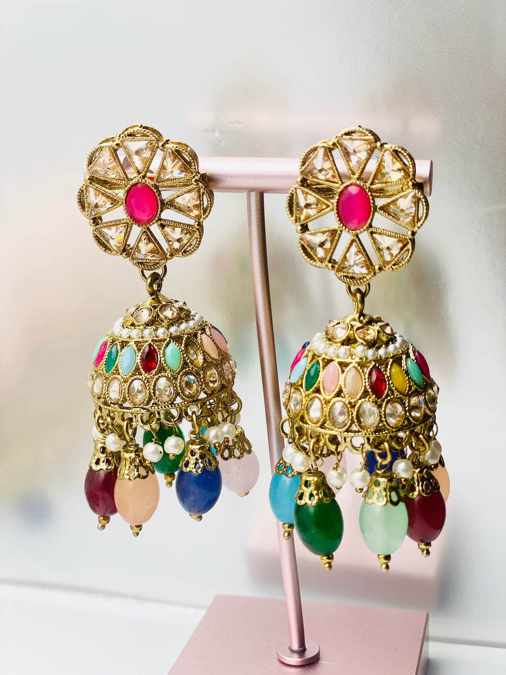 Zardoyi Polki Necklace With Jhumki | Simzdesignzz |